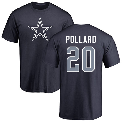 Men Dallas Cowboys Navy Blue Tony Pollard Name and Number Logo #20 Nike NFL T Shirt